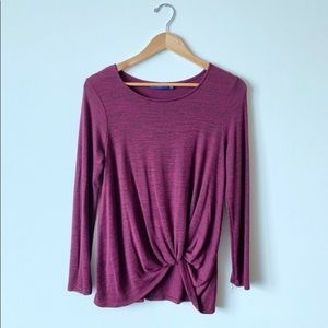 Apt. 9 Maroon Long Sleeve Top Front Knot Twist
